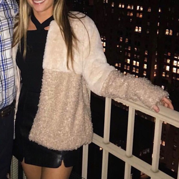 Sam Edelman faux fur patchwork colorblock jacket L - Picture 3 of 3